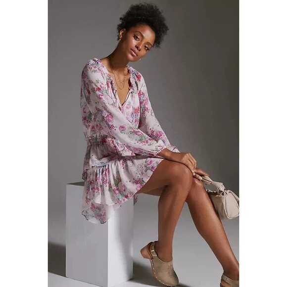 LoveShackFancy Popover Size XS Shimmering Springs Mini Floral Dress Pink - Picture 13 of 13